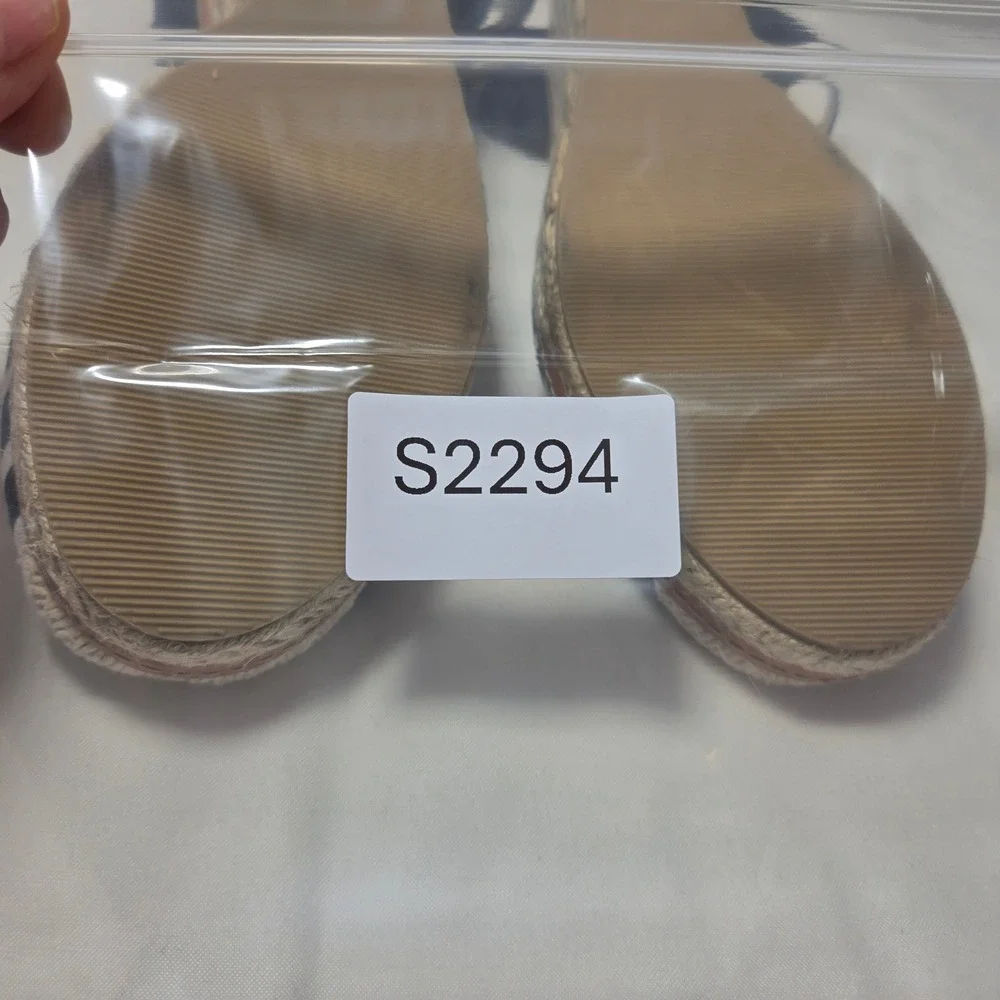 Esmara Navy Blue White Striped Espadrille Wedge Sandals Ankle Strap 8.5 403401